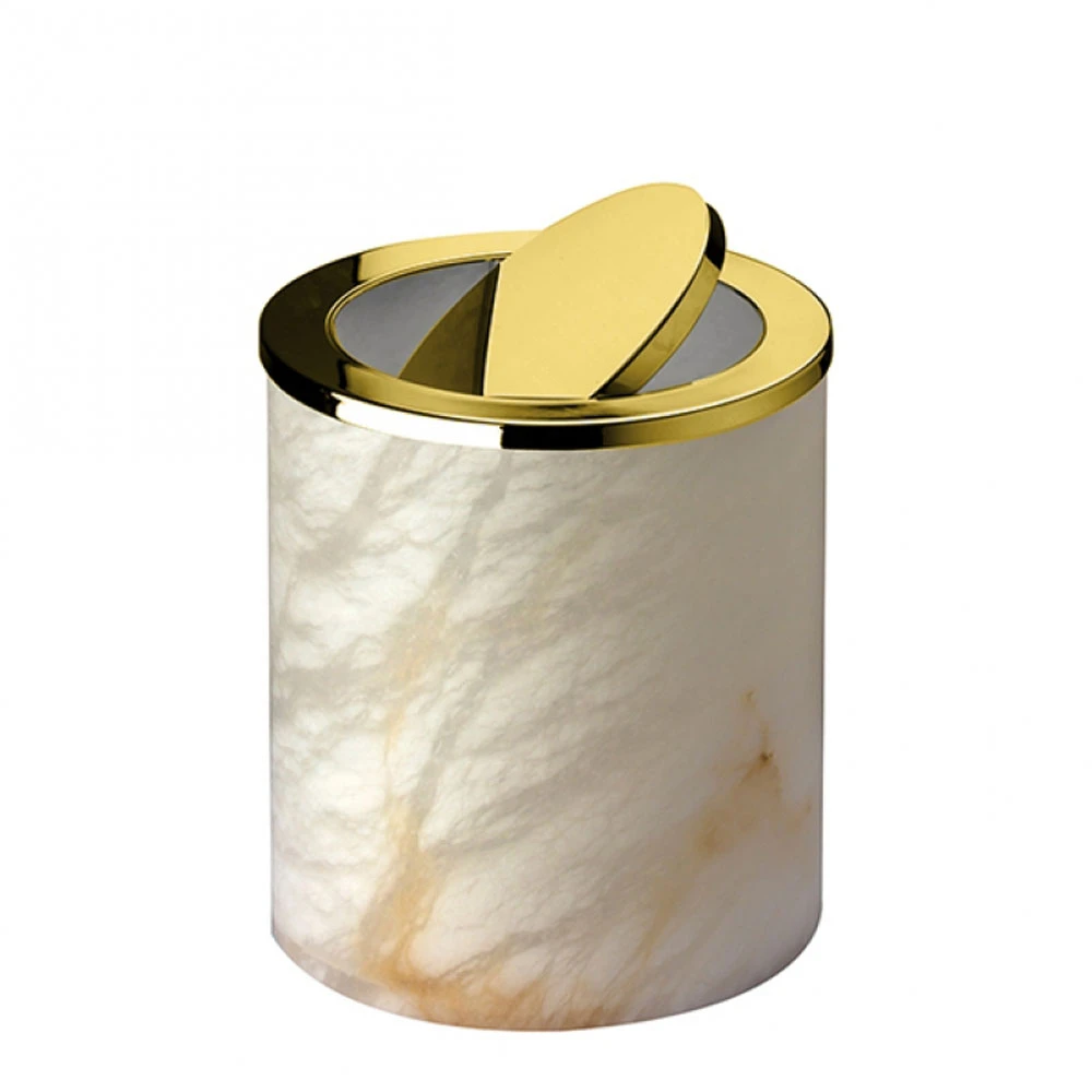 Windisch Alabaster Doğaltaş-Altın Sallanır Kapaklı Çöp Kovası Hemen Al