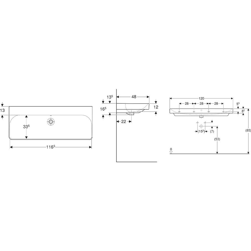 Geberit Smyle Square 120x48 Lavabo - 500.225.01.1 Hemen Al