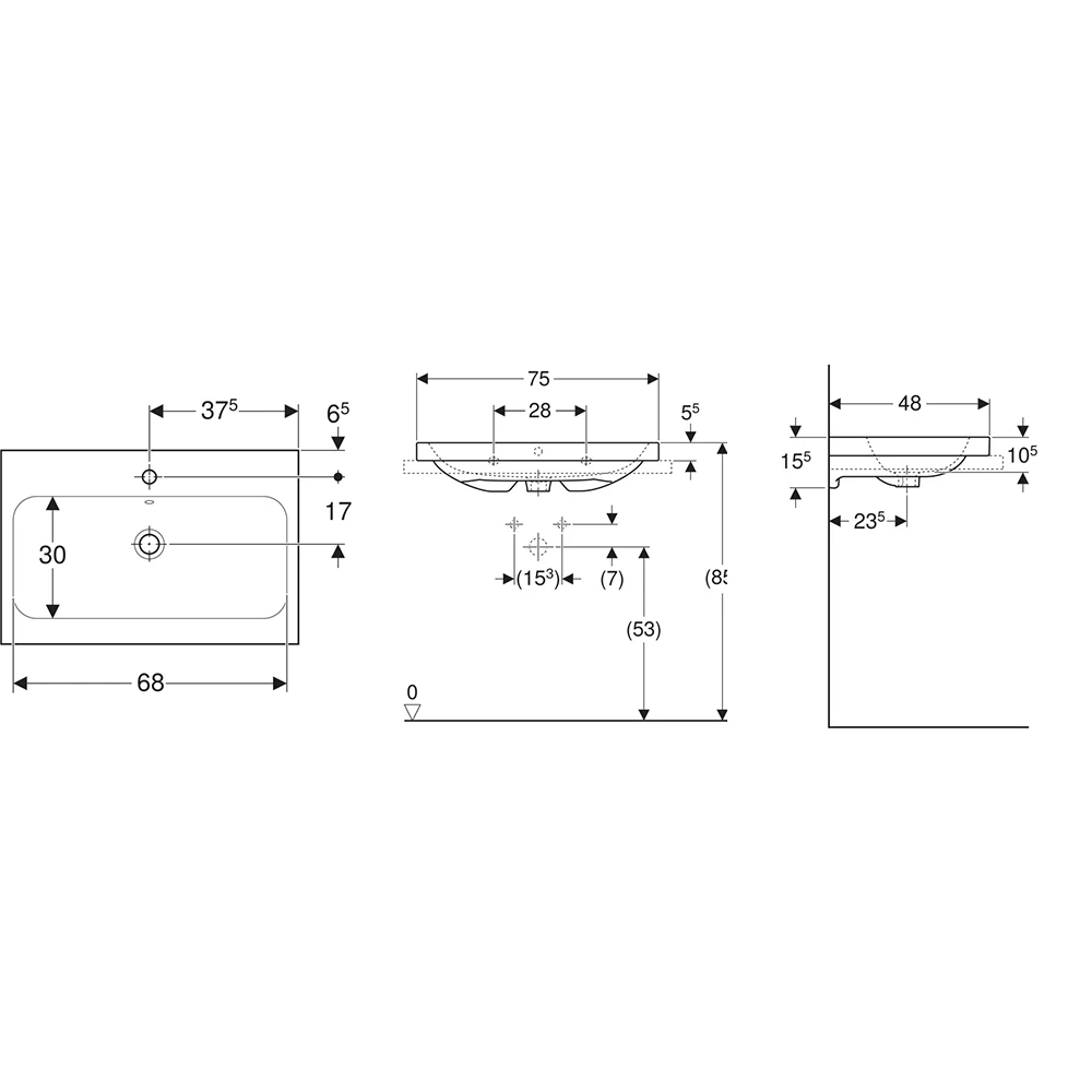 Geberit iCon Light 75x48 Cm Çanak Lavabo - 501.848.JT.1 Hemen Al