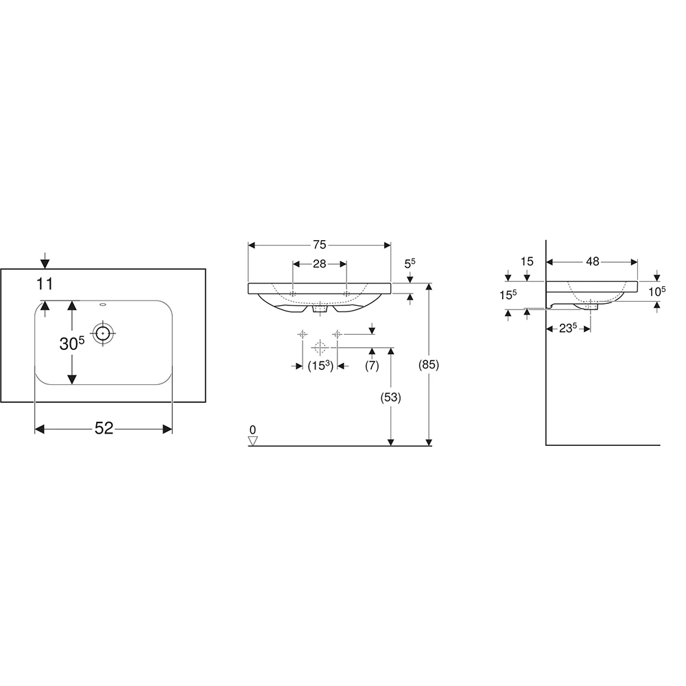 Geberit iCon Light 75x48 Cm Etajerli Lavabo - 501.839.00.7 Hemen Al