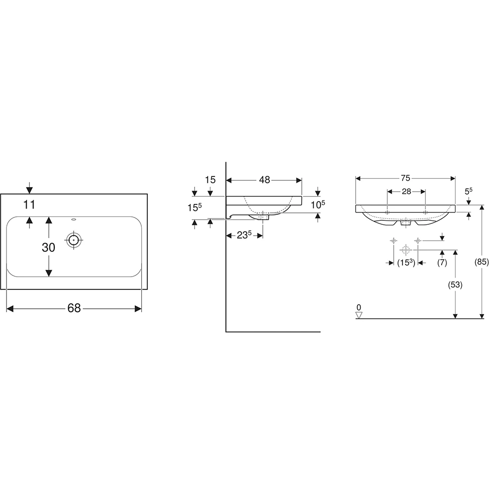 Geberit iCon Light 75x48 Cm Lavabo - 501.835.00.7 Hemen Al
