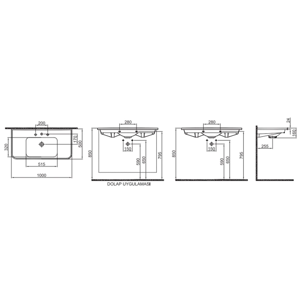 Kale Fold Pro 100x50 Cm Etajerli Lavabo Hemen Al