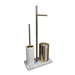 Pomd'or Equilibrium Netting Altın Ayaklı Yedek Hazneli Tuvalet Kağıtlık ve Fırçalık Hemen Al