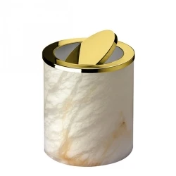 Windisch Alabaster Doğaltaş-Altın Sallanır Kapaklı Çöp Kovası Hemen Al