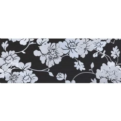 Çanakkale Seramik Cam-6007R Flatlıne Siyah Çiçekli Dekor Rektefiyeli (Nı) 33x90 R Hemen Al