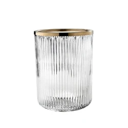 3sc Elegance Şeffaf Cam-Altın Açık Çöp Kovası Hemen Al