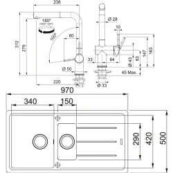 Franke Basis Bfg 651 1,5 Gözlü Granit Evye + Active Plus Doccia 2.0 Armatür Seti (Slate Grey) Hemen Al