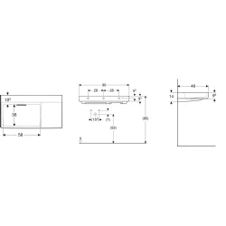 Geberit ONE CleanDrain 90x48 Cm Sağ Etajerli Lavabo - 505.042.00.1 Hemen Al