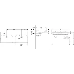 Geberit Smyle Square Çift Hazneli 120x48 Lavabo - 500.224.01.1 Hemen Al