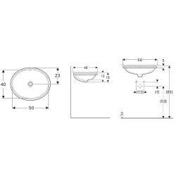 Geberit VariForm 56x46 Cm Oval Tezgah Altı Lavabo - 500.752.01.2 Hemen Al
