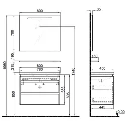 Kale Idea 2.0 80 Cm Pasifik A Çift Çekmeceli Banyo Dolabı Takımı 610100200528 Hemen Al