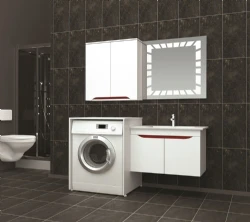 Evros Nergis 150 Cm Beyaz Banyo Dolabı Çamaşır Makine Dolaplı Hemen Al