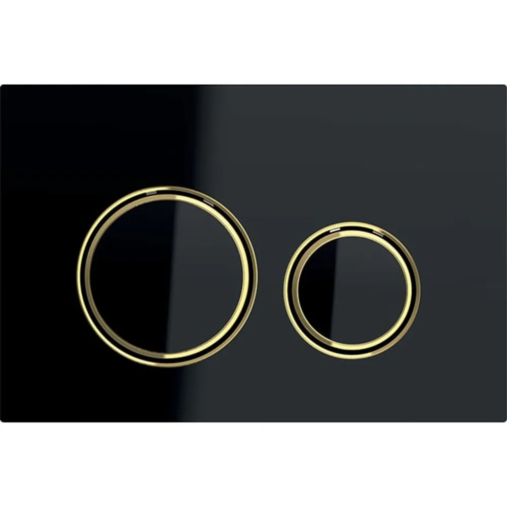 Geberit Kumanda Kapağı Sigma21 - Çift Basmalı Siyah Cam / Prinç