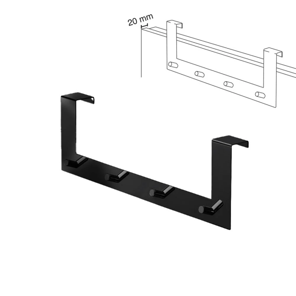 Gedy 40x2 Cm Mat Siyah Kapı Üstü Dörtlü Askı Hemen Al