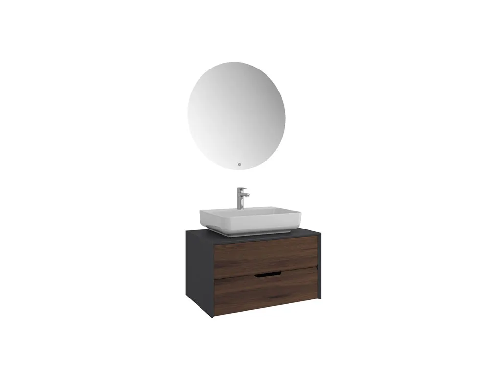 Kale Zero 2.0 80 Cm Antrasit-Ceviz Banyo Dolabı Takımı 610100201078 Hemen Al