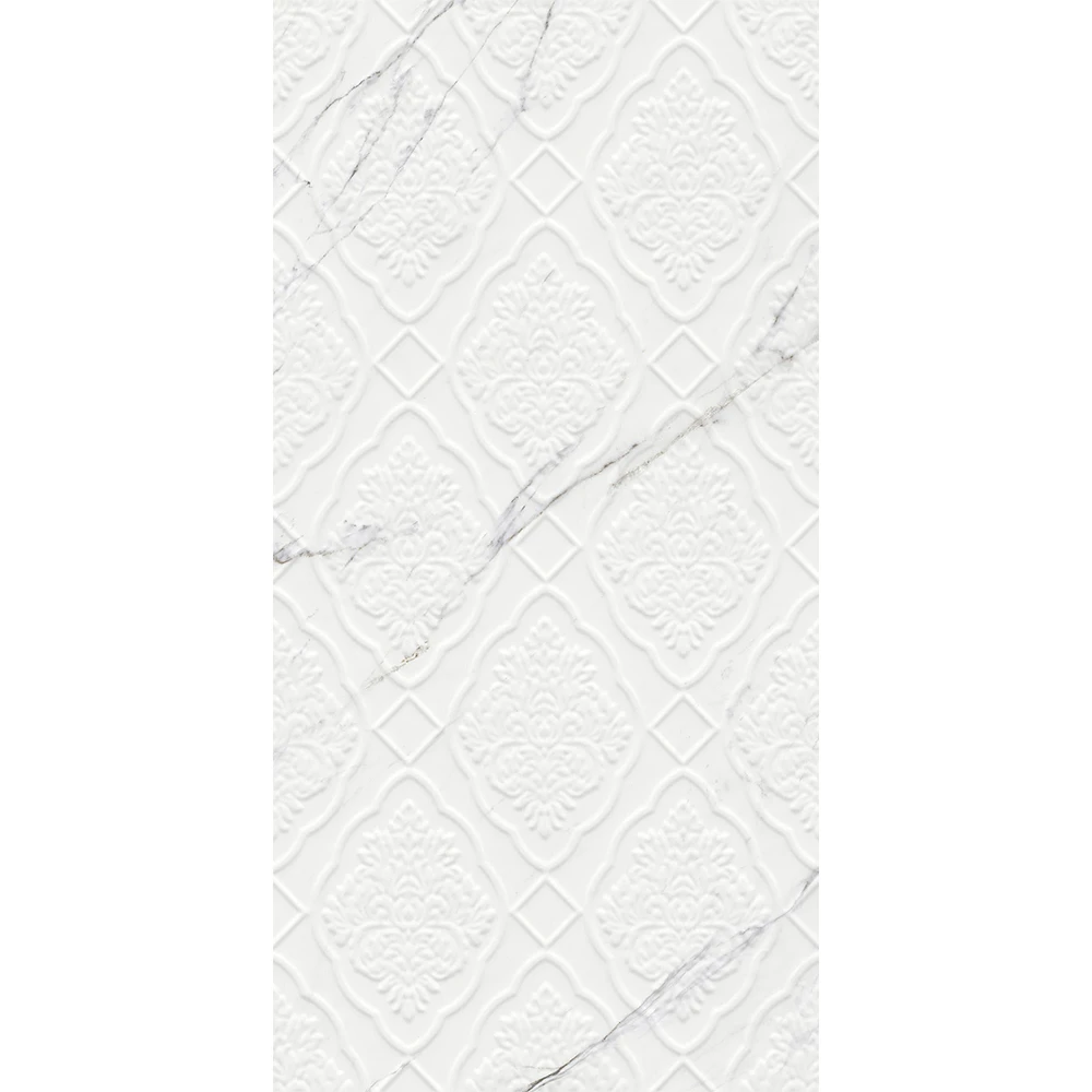 Çanakkale Seramik Rp-5435R Sandra Beyaz Damask Dekor Rektifiyeli 40x80 R Hemen Al