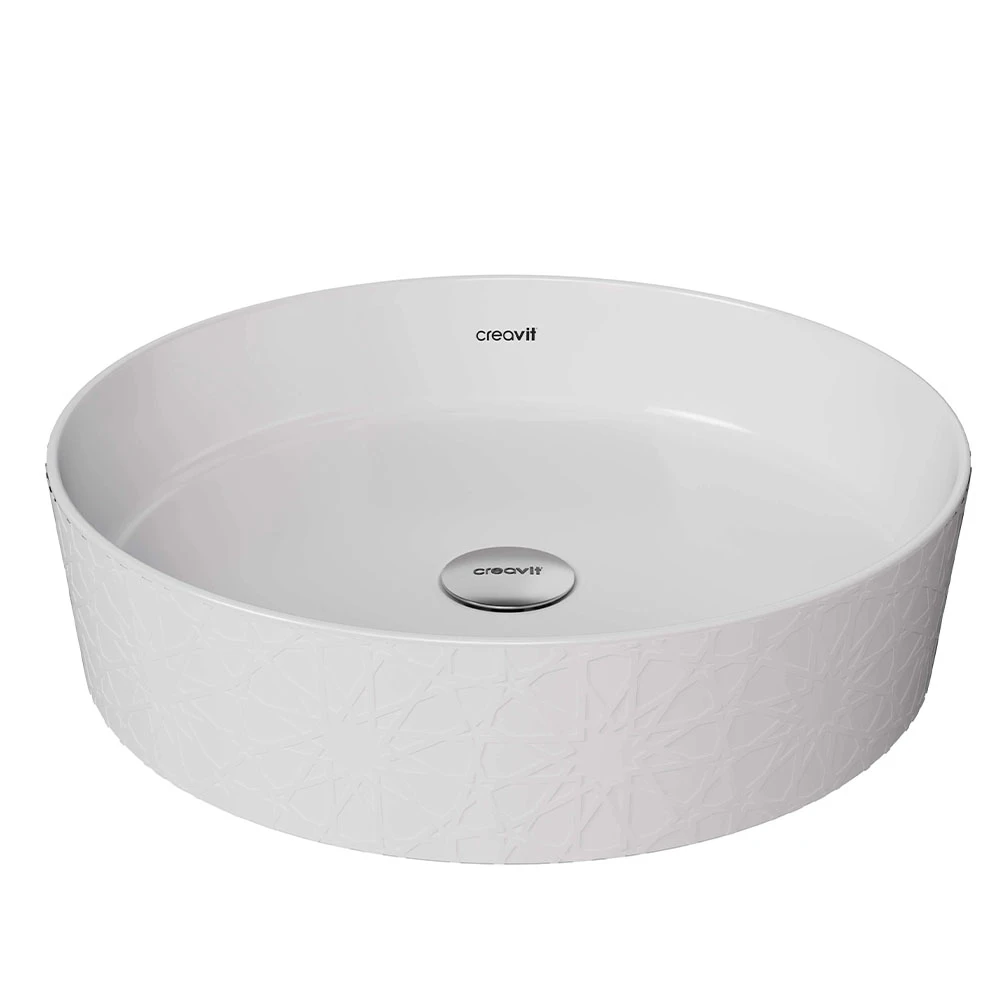 Creavit Loop 40 Cm Yuvarlak Selçuklu Rölyefli Yuvarlak Çanak Lavabo Hemen Al