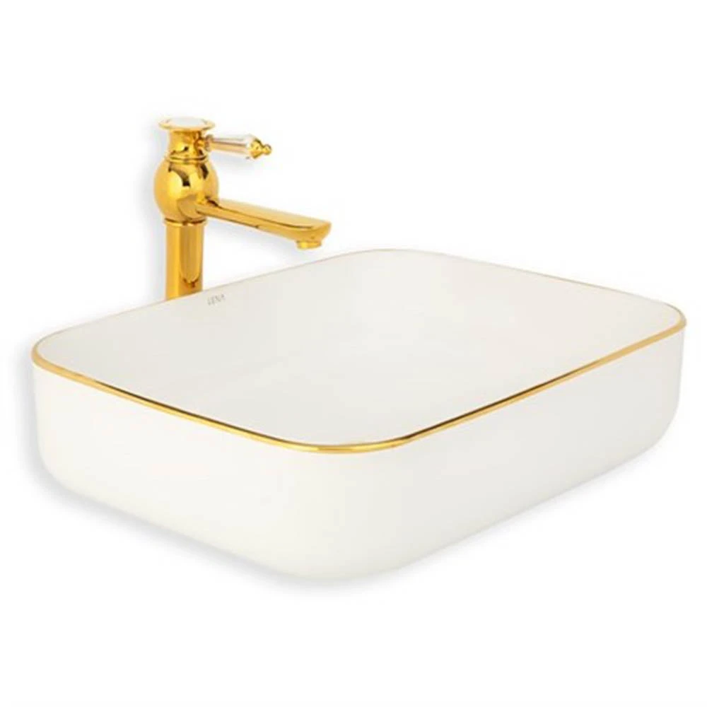 Lena E-4619A Beyaz Gold Tezgah Üstü Lavabo Hemen Al