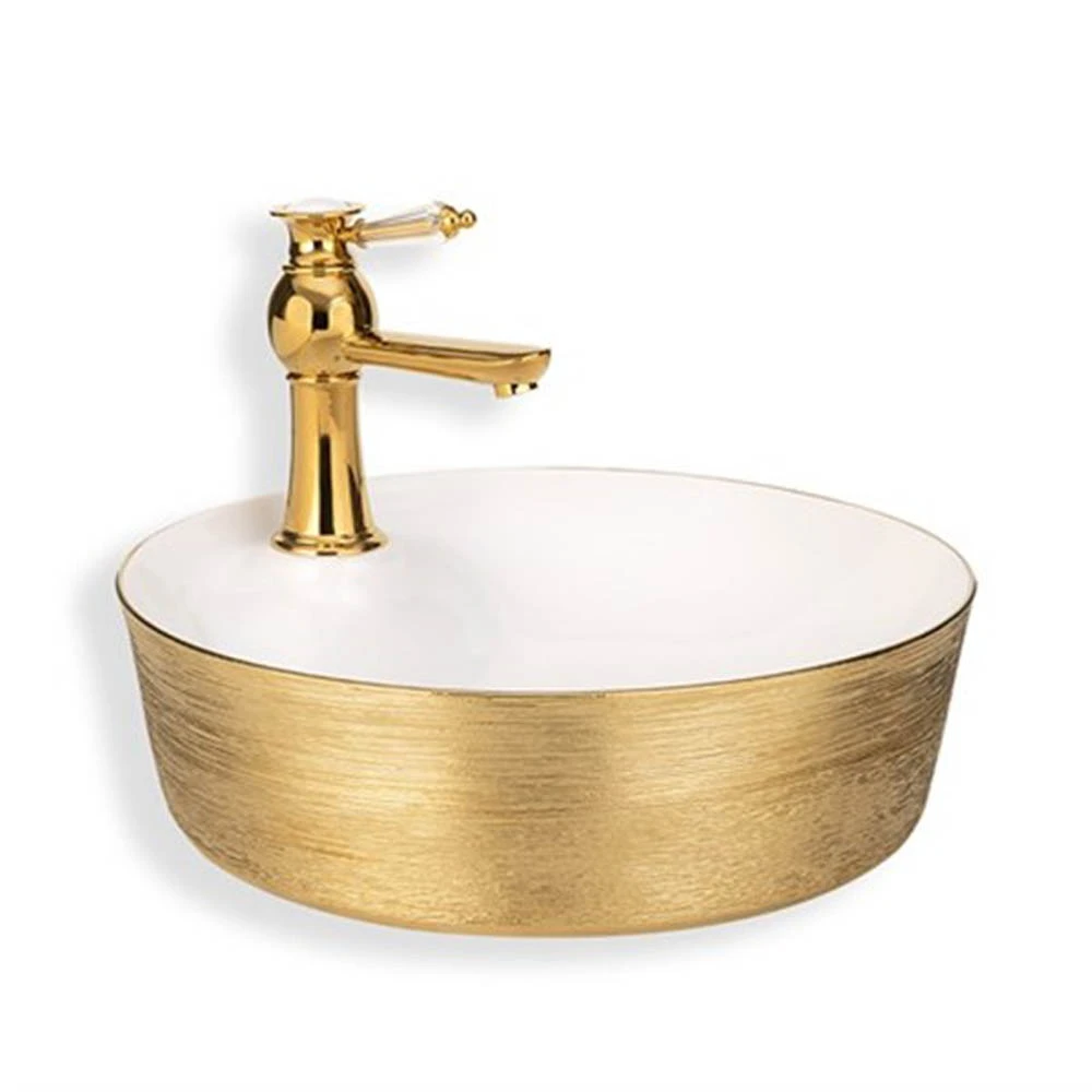 Lena E-5002A Gold Beyaz Tezgah Üstü Lavabo Hemen Al