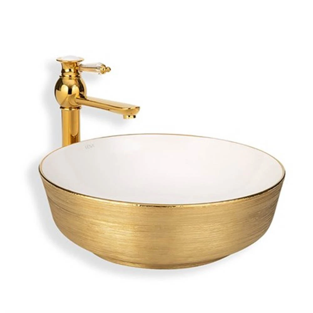 Lena E-5004A Gold Beyaz Tezgah Üstü Lavabo Hemen Al