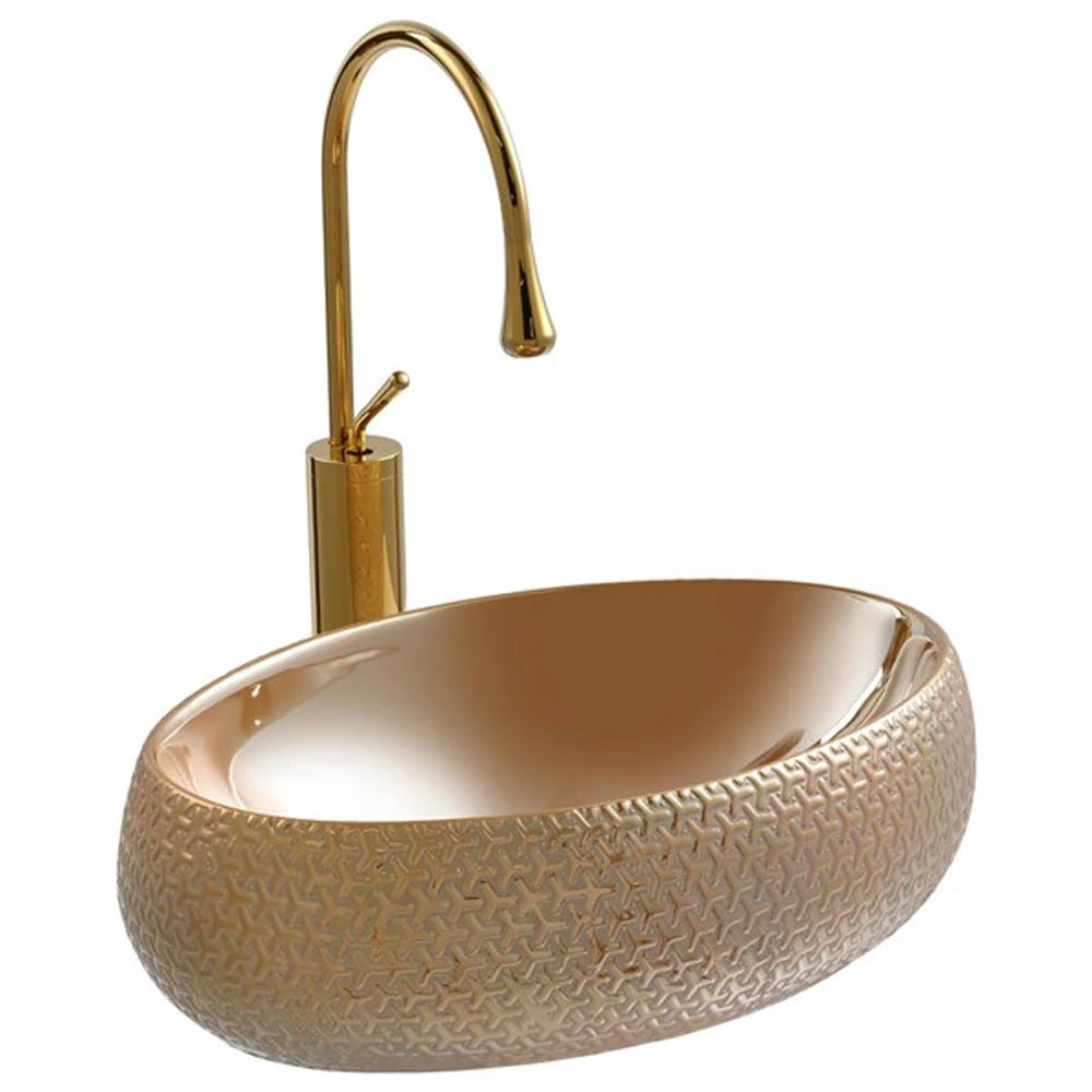 Lena E-8140 Gold Tezgah Üstü Lavabo Hemen Al