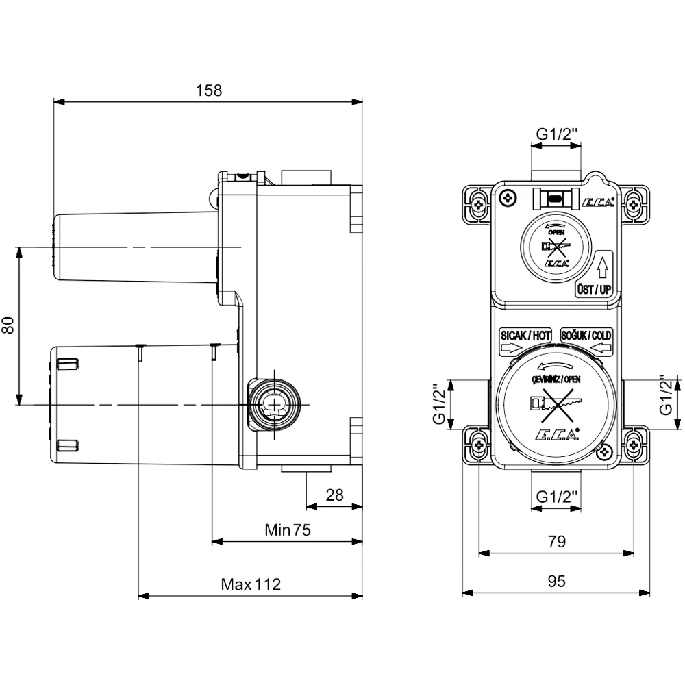Eca 2 Yollu Altın Sıva Altı Ankastre Banyo Bataryası - 102166207A1 Hemen Al