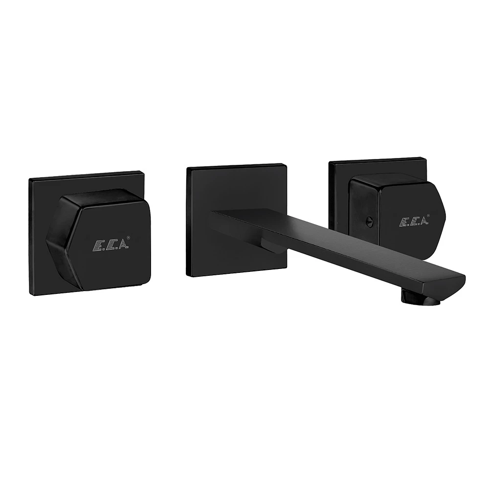 Eca Royal 3 Delikli Duvardan Düz Çıkış Uçlu Mat Siyah Ankastre Lavabo Bataryası 102106666C1 Hemen Al