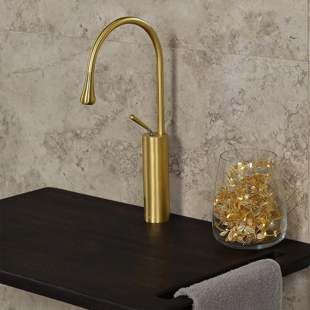 Fontana F-812F Fırçalanmış Altın Lavabo Bataryası Hemen Al
