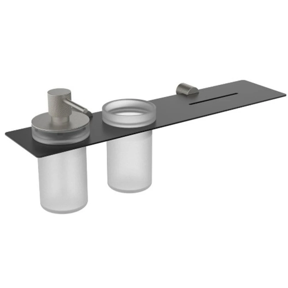 Fontana FY-90110 Mat Siyah-Mat Krom Sıvı Sabunluk-Diş Fırçalık Aksesuar Seti Hemen Al