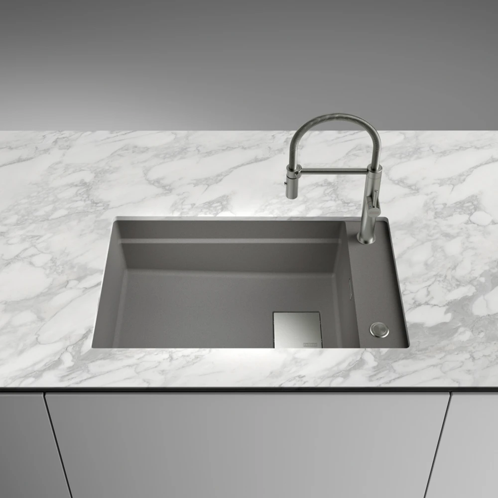 Franke Kubus 2 KNG 110-62 Stone Grey Grnait Evye Hemen Al