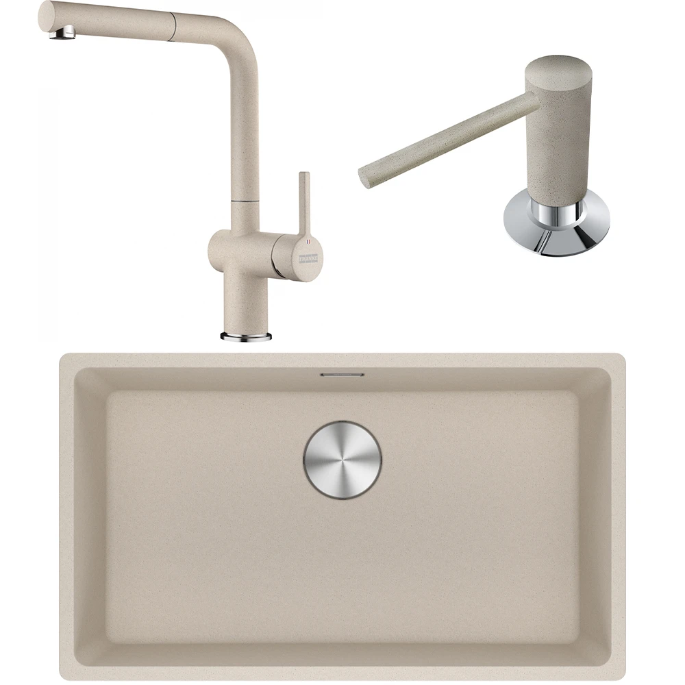 Franke Maris MRG 110-72 Granit Evye + Active Plus Doccia 2.0 Armatür + Sıvı Sabunluk (Sahara) Hemen Al