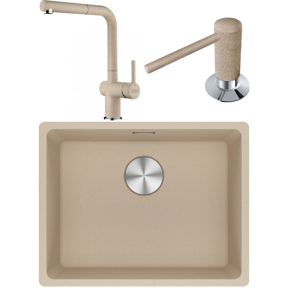 Franke Maris MRG 210/110-52 Granit Evye + Active Plus Doccia 2.0 Spiralli Armatür + Sıvı Sabunluk (Avena) Hemen Al