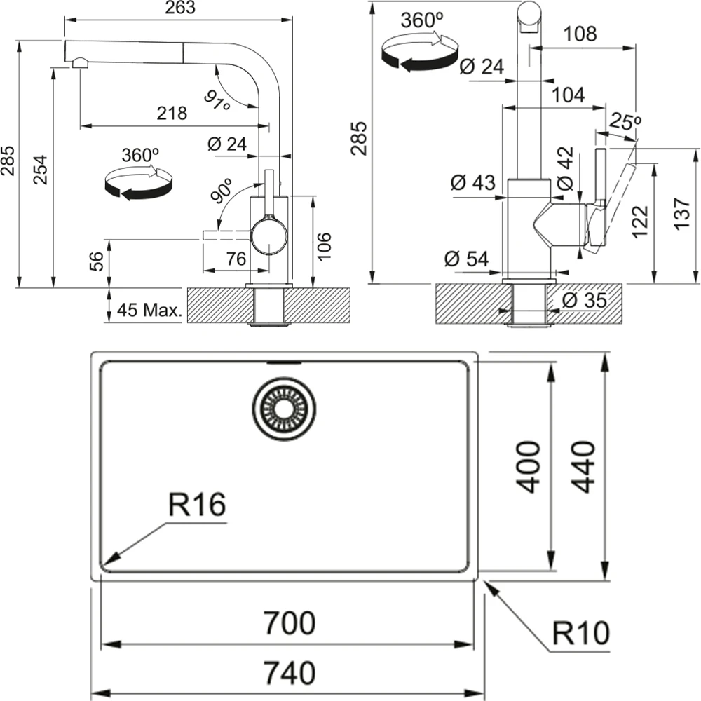 Franke Maris Mrx 110-70 Inox Evye + Lina L Armatür Seti Hemen Al