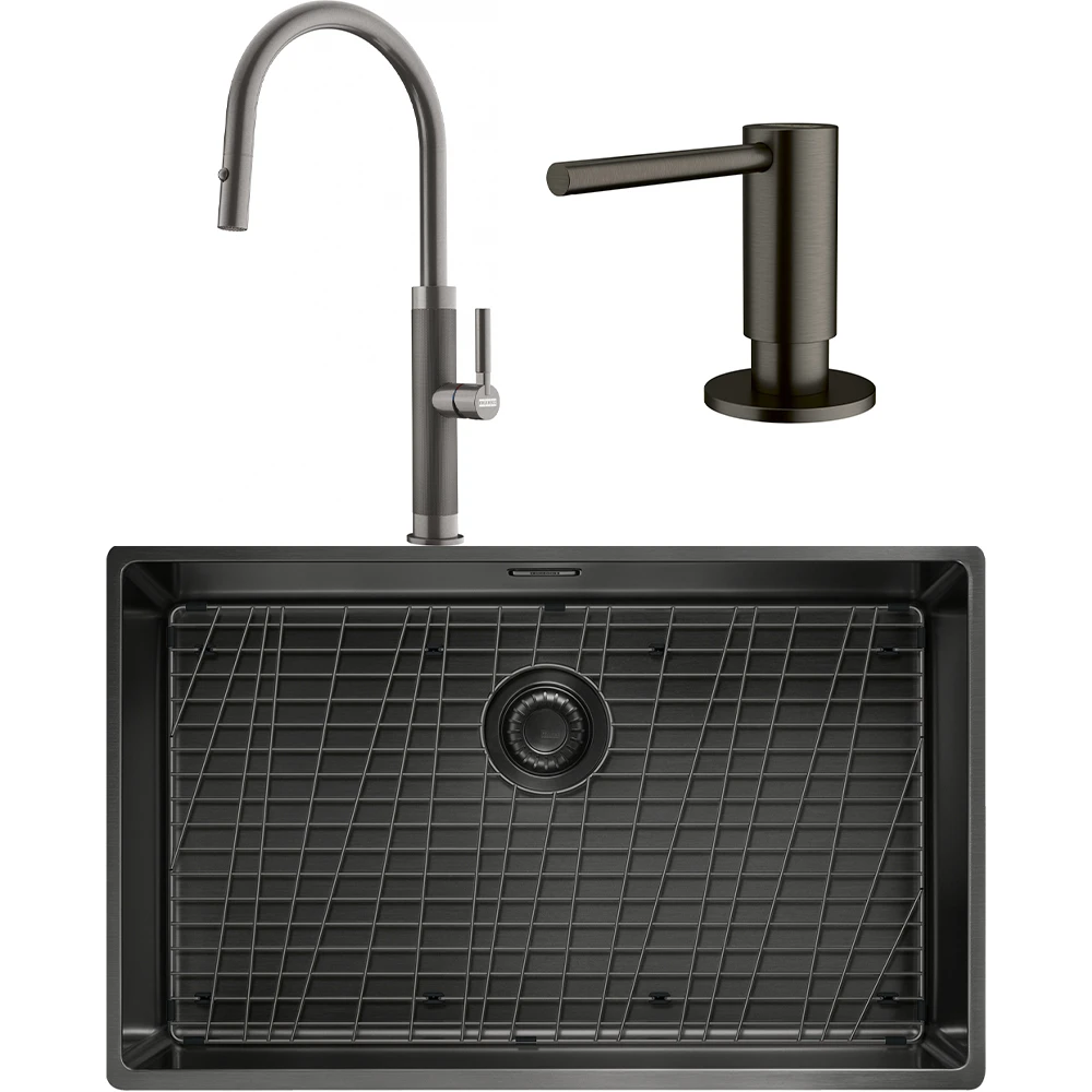 Franke Mythos Masterpiece BXM 210/110-68 Eviye + Mythos Masterpiece Spiralli Armatür + Active Sıvı Sabunluk (Antrasit) Hemen Al