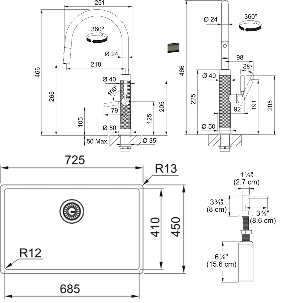 Franke Mythos Masterpiece BXM 210/110-68 Eviye + Mythos Masterpiece Spiralli Armatür + Active Sıvı Sabunluk (Altın) Hemen Al