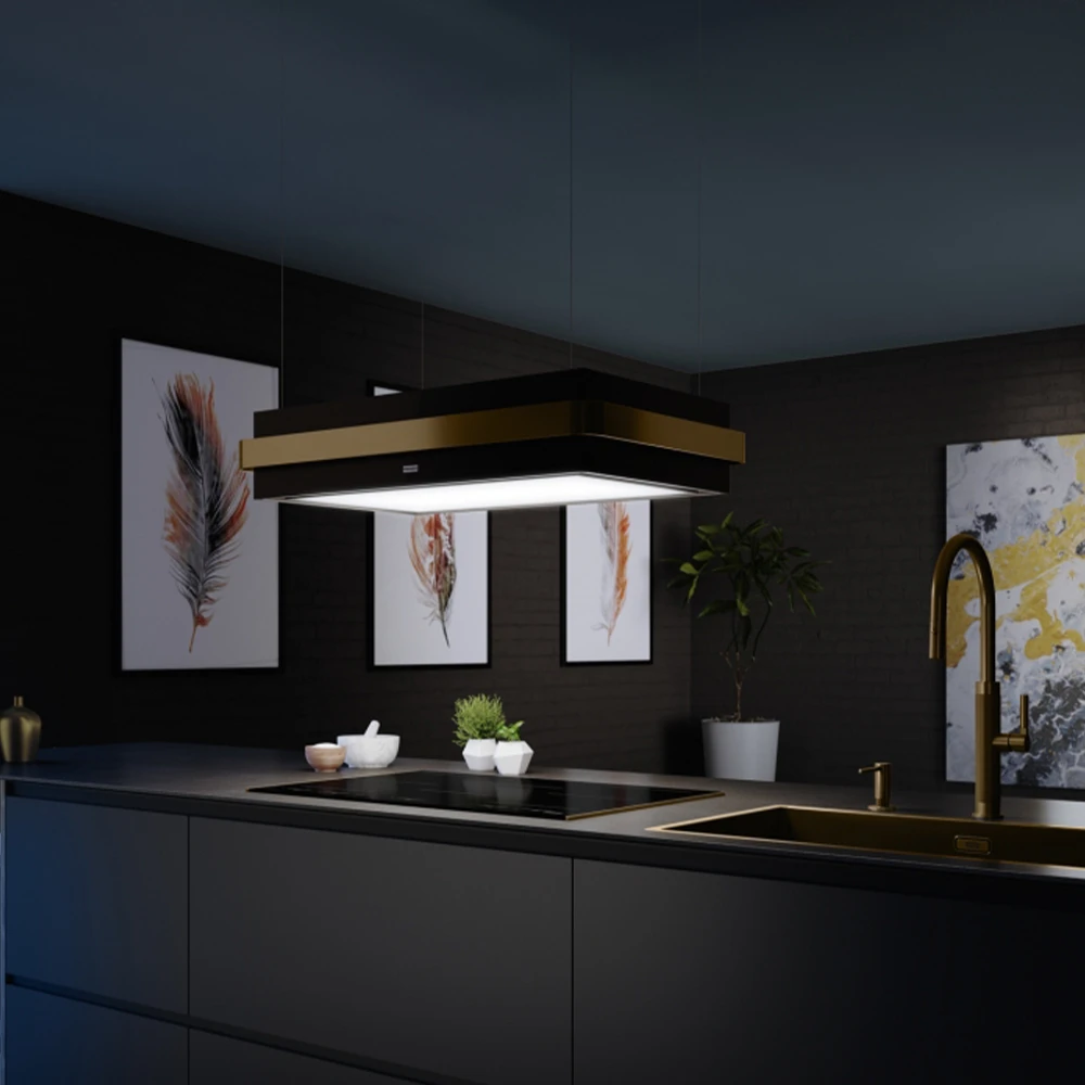 Franke Mythos Masterpiece FMYS BK/GD F80 KL Mat Siyah-Altın Ada Davlumbaz Hemen Al