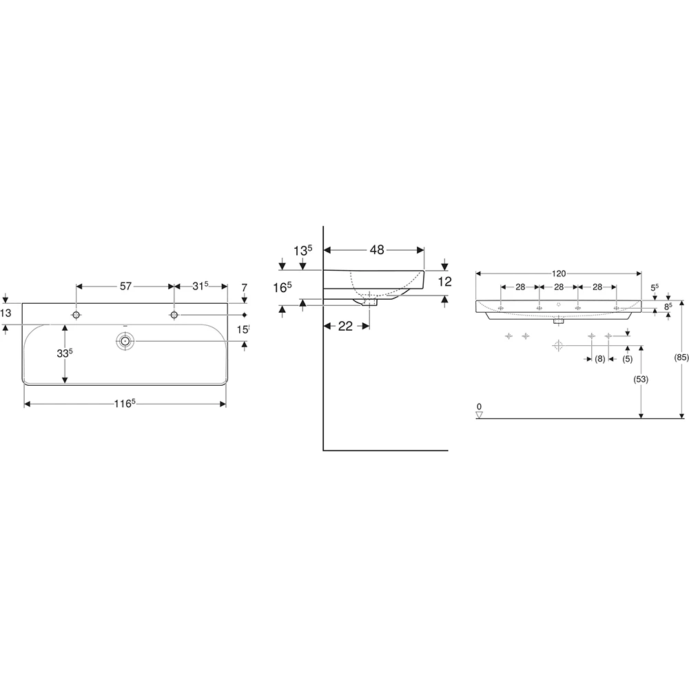 Geberit Smyle Square 120x48 Cm Lavabo - 500.253.01.1 Hemen Al