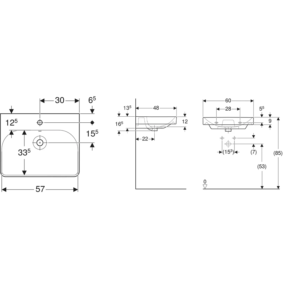 Geberit Smyle Square 60x48 Lavabo - 500.229.01.1 Hemen Al