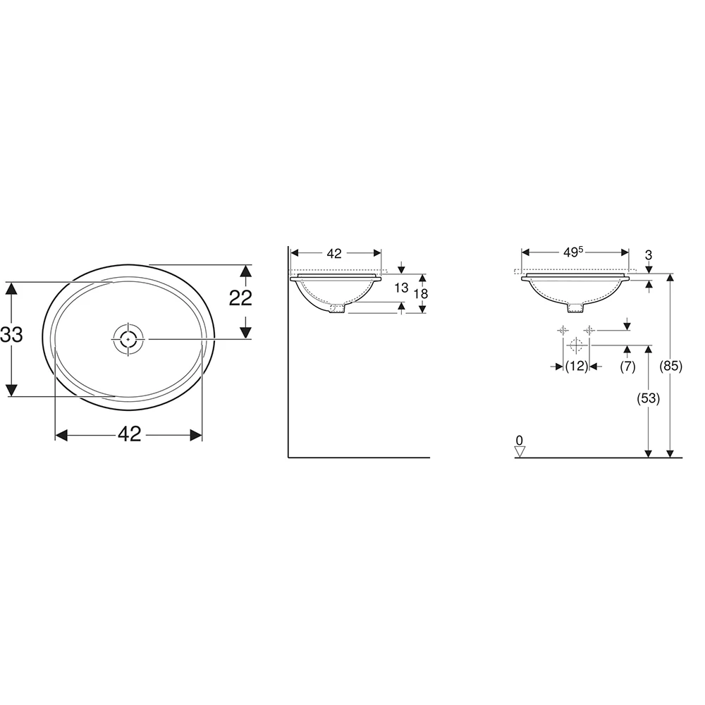 Geberit VariForm 50x42 Cm Oval Tezgah Üstü Lavabo - 500.750.01.2 Hemen Al