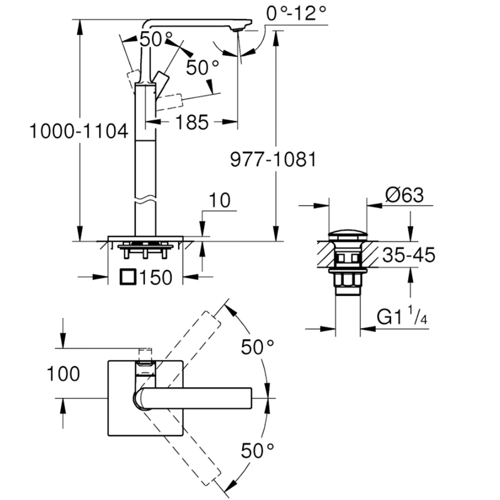 Grohe Allure New Tek Kumandalı Yerden Altın Küvet Bataryası - 23856GN1 Hemen Al