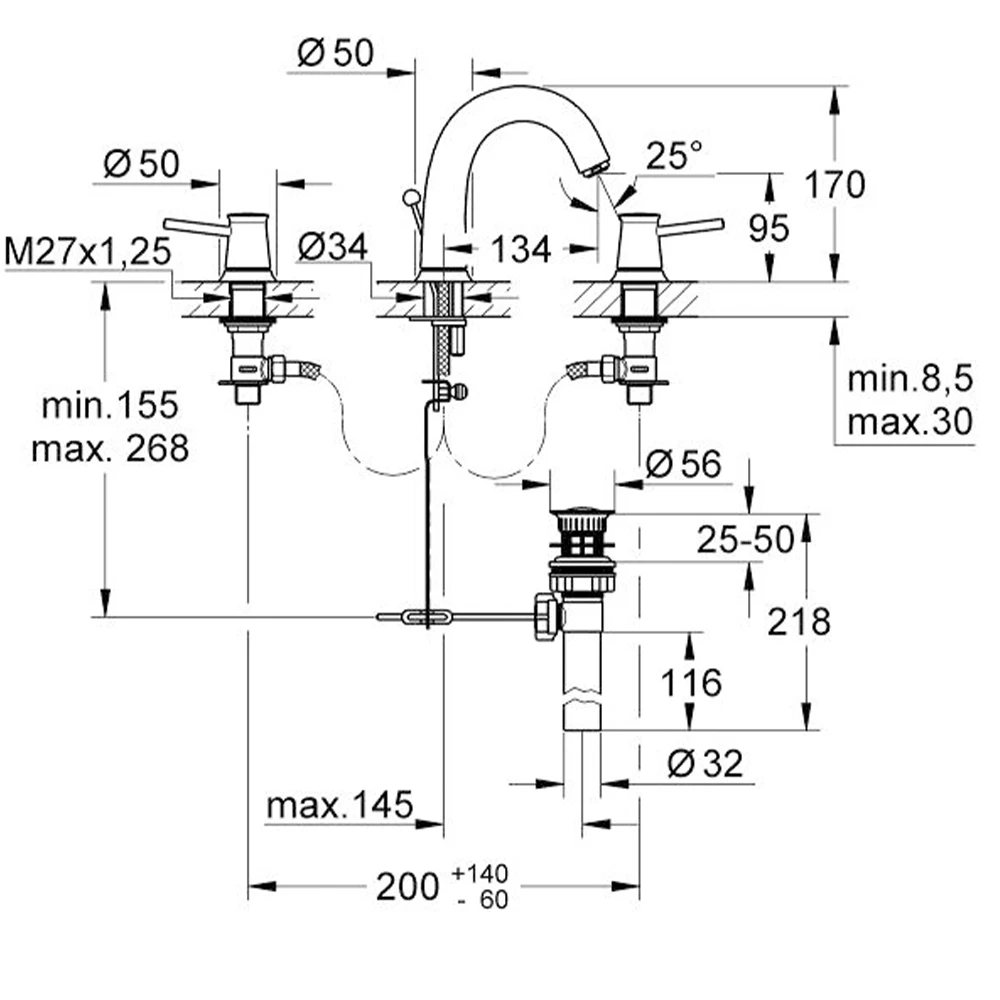 Grohe BauClassic 3 Delikli Lavabo Bataryası - 20470000 Hemen Al