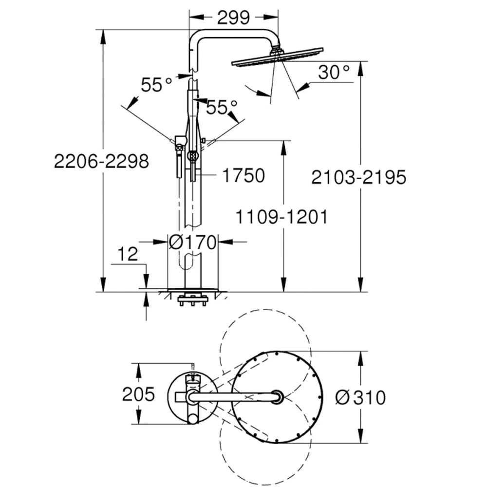Grohe Essence New Tek Kumandalı Yerden Duş Bataryası Sistemi - 23741001 Hemen Al