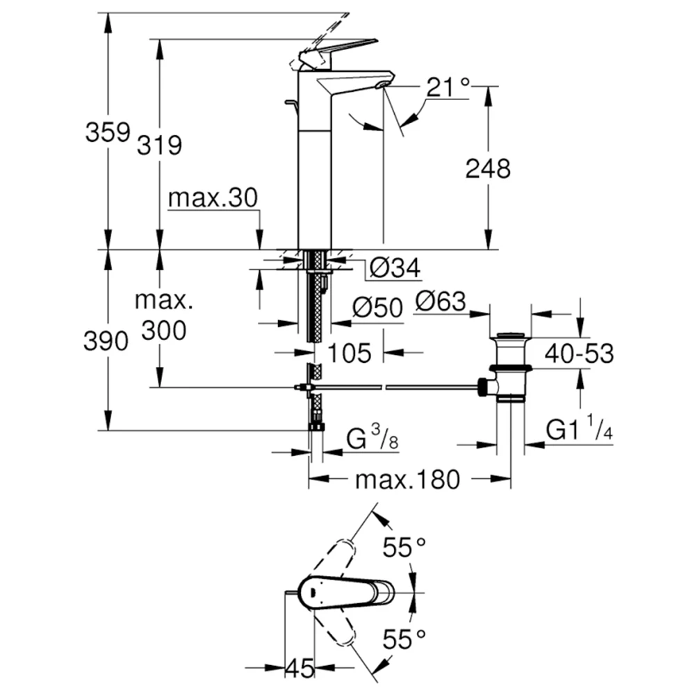 Grohe Eurodisc Cosmopolitan Tek Kumandalı Lavabo Bataryası - 23055002 Hemen Al
