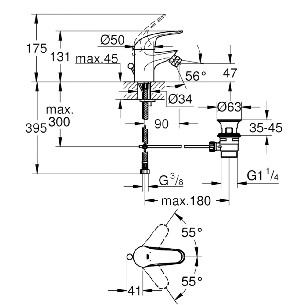Grohe Euroeco Tek Kumandalı Bide Batarya - 23263000 Hemen Al