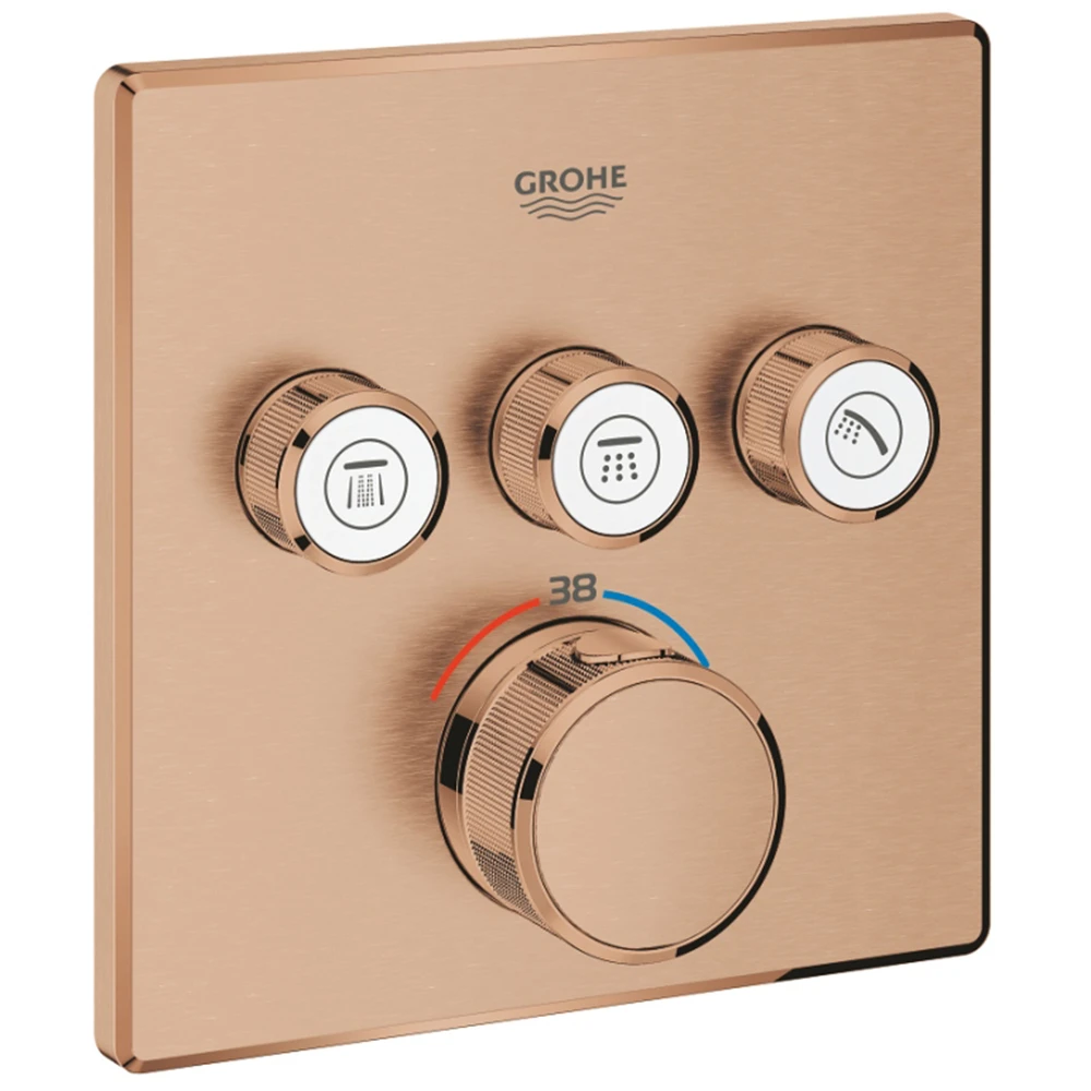 Grohe Grohtherm SmartControl Üç valfli Akış Kontrollü Rose Gold Ankastre Termostatik Duş Bataryası - 29126DL0 Hemen Al