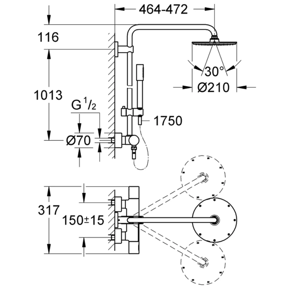 Grohe Rainshower System Duvara Monte Termostatik Bataryalı Duş Sistemi - 27032001 Hemen Al