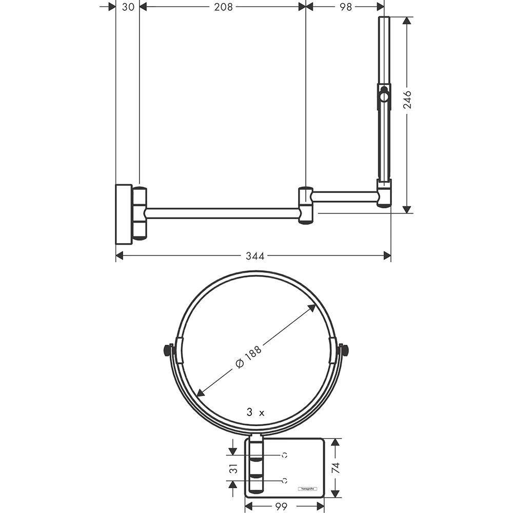 Hansgrohe AddStoris Mat Siyah Makyaj Aynası 41791670 Hemen Al