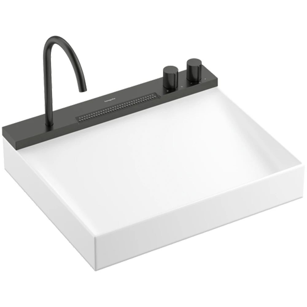 Hansgrohe Avalegra AquaUnit 58x48 Cm Bataryalı Beyaz-Mat Siyah-Krom Lavabo - 22472340 Hemen Al