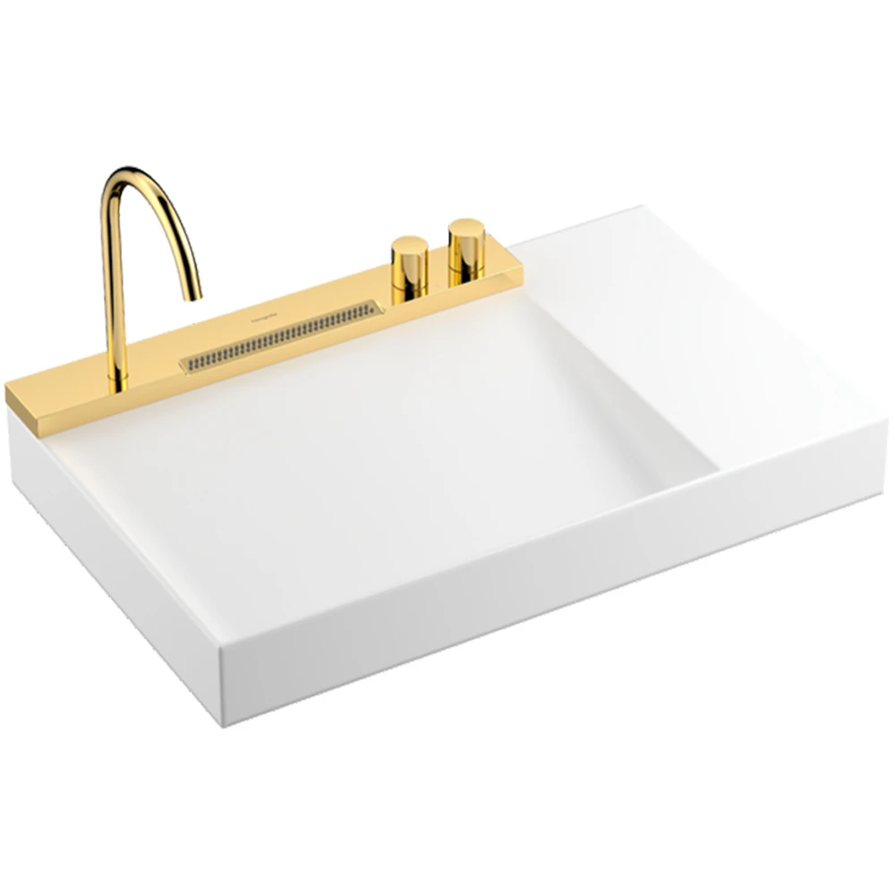 Hansgrohe Avalegra AquaUnit 78x48 Cm Bataryalı Beyaz-Parlak Altın Lavabo - 22473990 Hemen Al