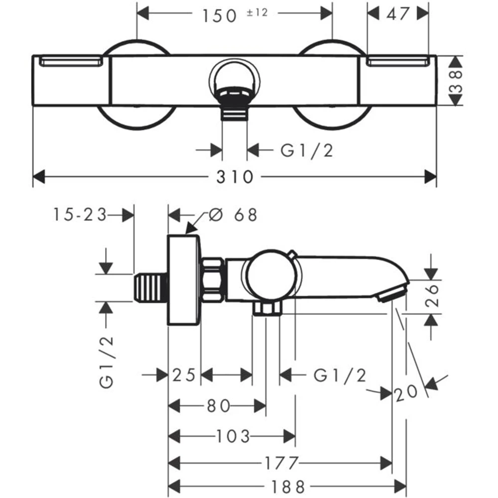 Hansgrohe Ecostat Element Mat Siyah Banyo Termostatı - 13347670 Hemen Al